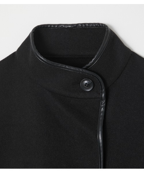 AZUL by moussy(アズールバイマウジー)の「COLLARLESS PONCHO COAT/カラーレスポンチョコート(ポンチョ・レディース・ライトブラウン/ブラック・FREE)」の7枚目の写真