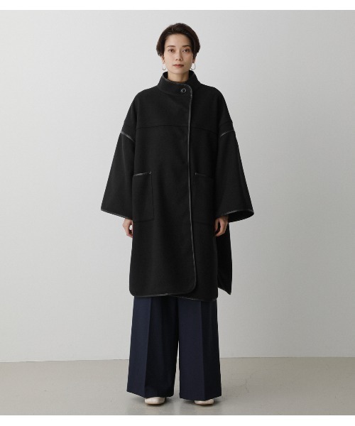 AZUL by moussy(アズールバイマウジー)の「COLLARLESS PONCHO COAT/カラーレスポンチョコート(ポンチョ・レディース・ライトブラウン/ブラック・FREE)」の11枚目の写真