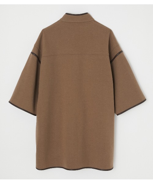 AZUL by moussy(アズールバイマウジー)の「COLLARLESS PONCHO COAT/カラーレスポンチョコート(ポンチョ・レディース・ライトブラウン/ブラック・FREE)」の12枚目の写真