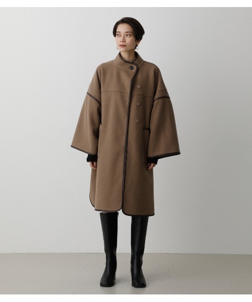 AZUL by moussy(アズールバイマウジー)の「COLLARLESS PONCHO COAT/カラーレスポンチョコート(ポンチョ・レディース・ライトブラウン/ブラック・FREE)」の17枚目の写真