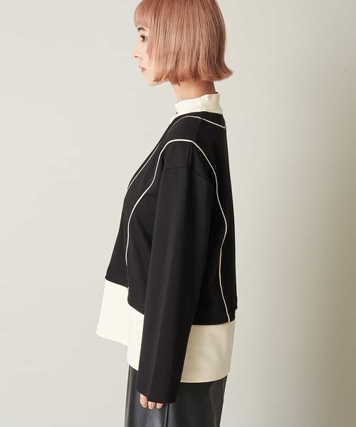 A de a.v.v（アードアー・ヴェ・ヴェ）の「配色レイヤード風スウェット（スウェット・レディース・ブラウン/ブラック・36/38）」の9枚目の写真