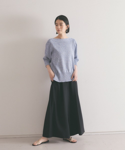 qualite（カリテ）の「ギマコットンボートネックニット（ニット/セーター・レディース・オフホワイト/チャコールグレー/ブルー・フリー）」の21枚目の写真