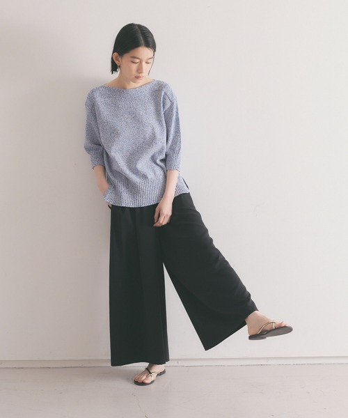 qualite（カリテ）の「ギマコットンボートネックニット（ニット/セーター・レディース・オフホワイト/チャコールグレー/ブルー・フリー）」の20枚目の写真