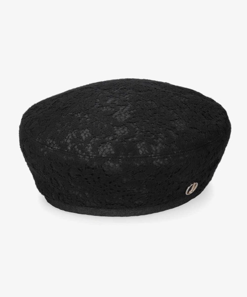 Chapeau d' O(シャポードオー)の「Chapeau d' O Flower Lace Denim Beret(ハンチング/ベレー帽・レディース・ブルー/ホワイト/ブラック・M/57.5cm)」の2枚目の写真