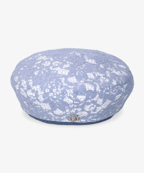 Chapeau d' O(シャポードオー)の「Chapeau d' O Flower Lace Denim Beret(ハンチング/ベレー帽・レディース・ブルー/ホワイト/ブラック・M/57.5cm)」の8枚目の写真