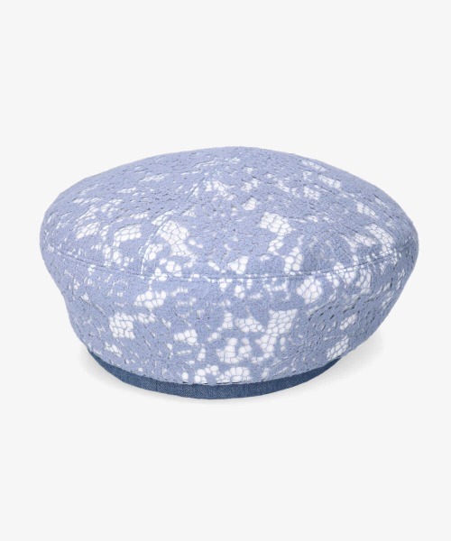 Chapeau d' O(シャポードオー)の「Chapeau d' O Flower Lace Denim Beret(ハンチング/ベレー帽・レディース・ブルー/ホワイト/ブラック・M/57.5cm)」の9枚目の写真