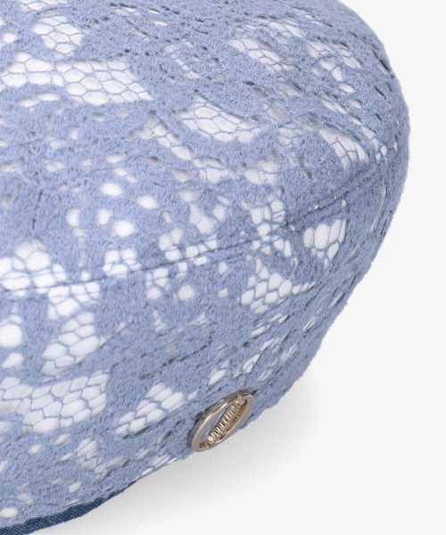 Chapeau d' O(シャポードオー)の「Chapeau d' O Flower Lace Denim Beret(ハンチング/ベレー帽・レディース・ブルー/ホワイト/ブラック・M/57.5cm)」の12枚目の写真