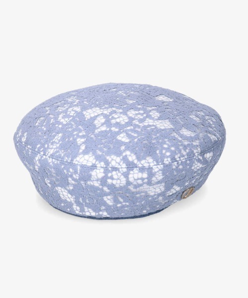 Chapeau d' O(シャポードオー)の「Chapeau d' O Flower Lace Denim Beret(ハンチング/ベレー帽・レディース・ブルー/ホワイト/ブラック・M/57.5cm)」の7枚目の写真