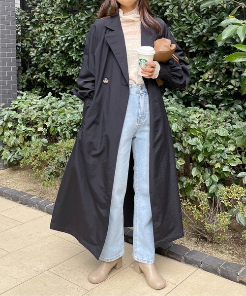 StyleSea(スタイルシー)の「ボリュームスリーブダブルチェスターコート(トレンチコート・レディース・アイボリー/ベージュ/ライトカーキ/ブラック・MEDIUM)」の6枚目の写真