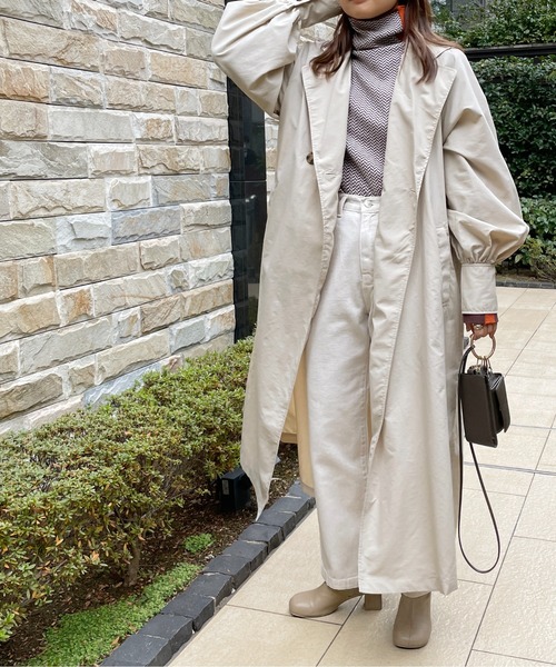 StyleSea(スタイルシー)の「ボリュームスリーブダブルチェスターコート(トレンチコート・レディース・アイボリー/ベージュ/ライトカーキ/ブラック・MEDIUM)」の15枚目の写真