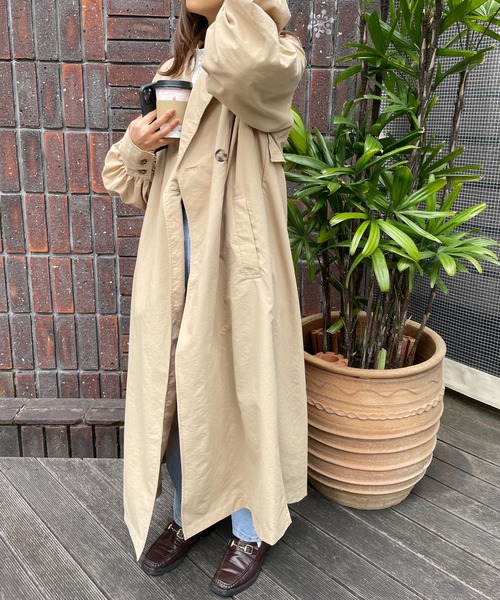 StyleSea(スタイルシー)の「ボリュームスリーブダブルチェスターコート(トレンチコート・レディース・アイボリー/ベージュ/ライトカーキ/ブラック・MEDIUM)」の19枚目の写真