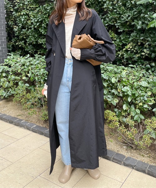 StyleSea(スタイルシー)の「ボリュームスリーブダブルチェスターコート(トレンチコート・レディース・アイボリー/ベージュ/ライトカーキ/ブラック・MEDIUM)」の21枚目の写真