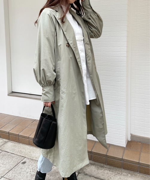 StyleSea(スタイルシー)の「ボリュームスリーブダブルチェスターコート(トレンチコート・レディース・アイボリー/ベージュ/ライトカーキ/ブラック・MEDIUM)」の18枚目の写真