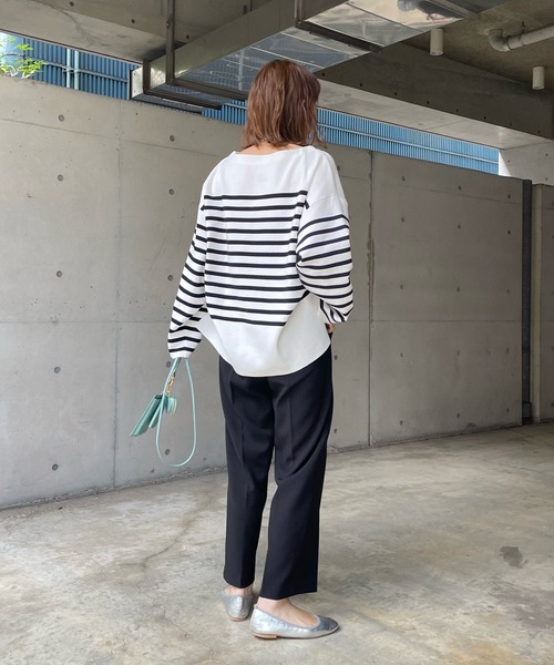 DouDou（ドゥドゥ）の「パネルボーダーニットプルオーバー（ニット/セーター・レディース・ブラック/ネイビー・FREE）」の18枚目の写真