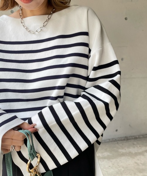 DouDou（ドゥドゥ）の「パネルボーダーニットプルオーバー（ニット/セーター・レディース・ブラック/ネイビー・FREE）」の20枚目の写真