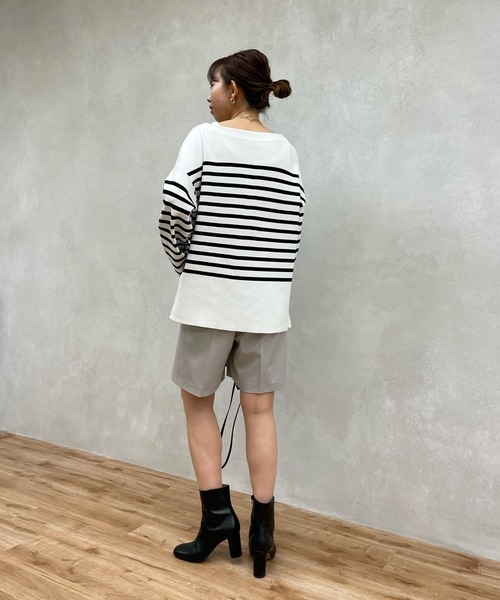 DouDou（ドゥドゥ）の「パネルボーダーニットプルオーバー（ニット/セーター・レディース・ブラック/ネイビー・FREE）」の17枚目の写真