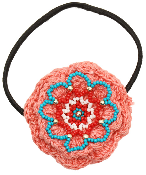 チャイハネ（チャイハネ）の「【チャイハネ】フラワークロッシュヘアゴム（ヘアゴム・レディース・ホワイト/グリーン/ブルー/レッド/ブラウン/ピンク/ライトブルー/イエロー/アクア・FREE）」の9枚目の写真