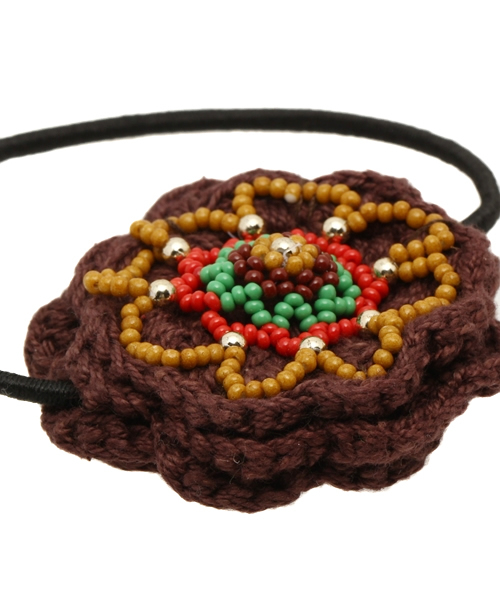 チャイハネ（チャイハネ）の「【チャイハネ】フラワークロッシュヘアゴム（ヘアゴム・レディース・ホワイト/グリーン/ブルー/レッド/ブラウン/ピンク/ライトブルー/イエロー/アクア・FREE）」の10枚目の写真