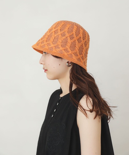 SENSE OF PLACE by URBAN RESEARCH(センスオブプレイスバイアーバンリサーチ)の「柄編みチューリップハット(ハット・レディース・ブラック/ベージュ/ホワイト/オレンジ・ONE)」の9枚目の写真