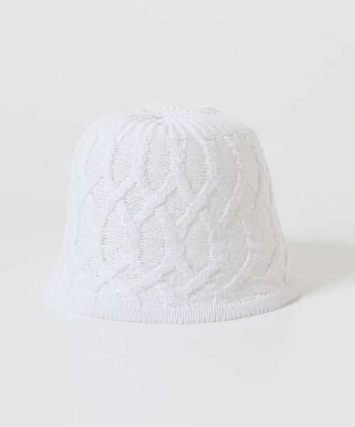 SENSE OF PLACE by URBAN RESEARCH(センスオブプレイスバイアーバンリサーチ)の「柄編みチューリップハット(ハット・レディース・ブラック/ベージュ/ホワイト/オレンジ・ONE)」の5枚目の写真