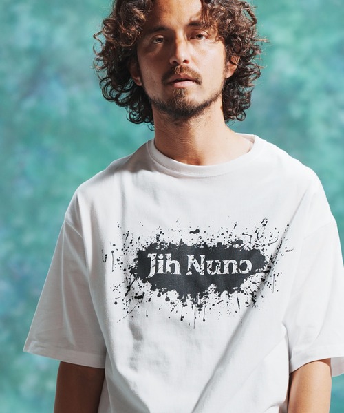 Jih Nunc(ジーヌンク)の「mt7714-プリントTシャツ - LOGO SPLUSH -(Tシャツ/カットソー・メンズ・ホワイト/ブラック・S/M/L)」の13枚目の写真