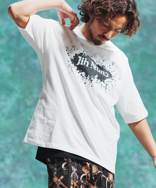 Jih Nunc(ジーヌンク)の「mt7714-プリントTシャツ - LOGO SPLUSH -(Tシャツ/カットソー・メンズ・ホワイト/ブラック・S/M/L)」の18枚目の写真