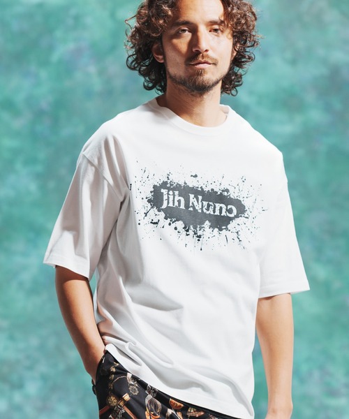 Jih Nunc(ジーヌンク)の「mt7714-プリントTシャツ - LOGO SPLUSH -(Tシャツ/カットソー・メンズ・ホワイト/ブラック・S/M/L)」の3枚目の写真