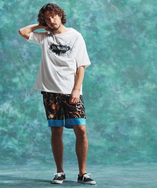 Jih Nunc(ジーヌンク)の「mt7714-プリントTシャツ - LOGO SPLUSH -(Tシャツ/カットソー・メンズ・ホワイト/ブラック・S/M/L)」の6枚目の写真