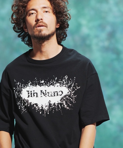Jih Nunc(ジーヌンク)の「mt7714-プリントTシャツ - LOGO SPLUSH -(Tシャツ/カットソー・メンズ・ホワイト/ブラック・S/M/L)」の21枚目の写真