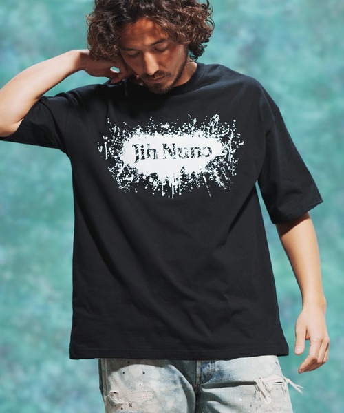 Jih Nunc(ジーヌンク)の「mt7714-プリントTシャツ - LOGO SPLUSH -(Tシャツ/カットソー・メンズ・ホワイト/ブラック・S/M/L)」の16枚目の写真