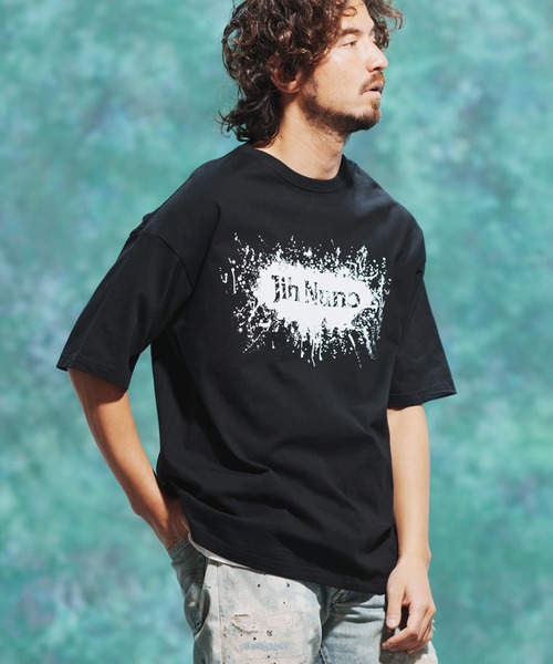 Jih Nunc(ジーヌンク)の「mt7714-プリントTシャツ - LOGO SPLUSH -(Tシャツ/カットソー・メンズ・ホワイト/ブラック・S/M/L)」の14枚目の写真