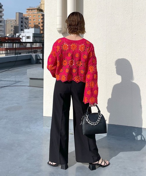 PAGEBOY（ページボーイ）の「バイカラークロシェライクカーディガン（カーディガン/ボレロ・レディース・スカイブルー/ブラック/コーラル・FREE）」の13枚目の写真