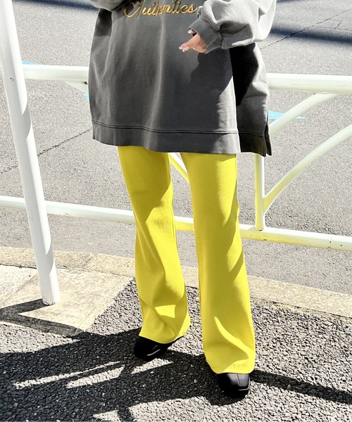 one way（ワンウェイ）の「テレコフレアパンツ（その他パンツ・レディース・ブルー/ブラック/ライトブルー/ライトグリーン・FREE）」の7枚目の写真