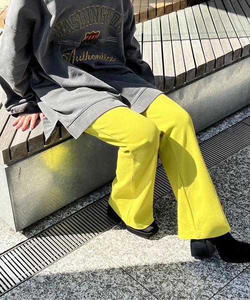 one way（ワンウェイ）の「テレコフレアパンツ（その他パンツ・レディース・ブルー/ブラック/ライトブルー/ライトグリーン・FREE）」の8枚目の写真