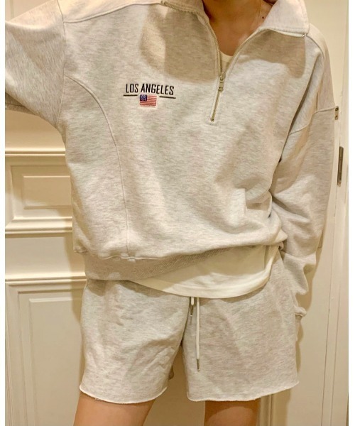 MINS MINIS（ミンスミニス）の「LA刺繍ハーフジップスウェット（スウェット・レディース・ライトグレー/ネイビー/グリーン・FREE）」の5枚目の写真