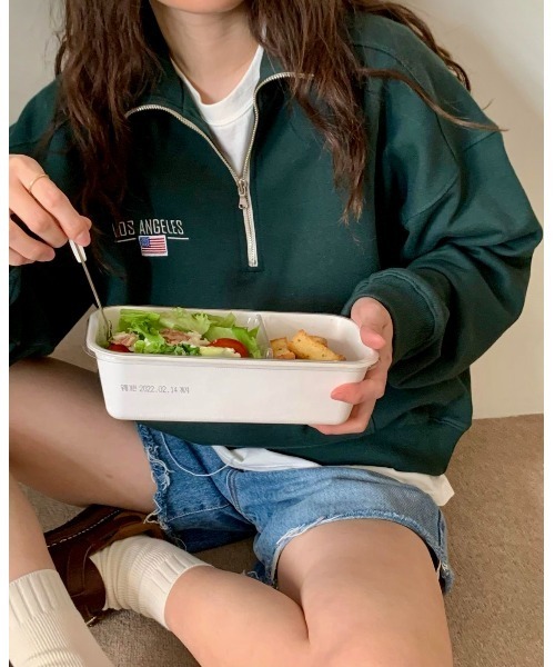 MINS MINIS（ミンスミニス）の「LA刺繍ハーフジップスウェット（スウェット・レディース・ライトグレー/ネイビー/グリーン・FREE）」の10枚目の写真