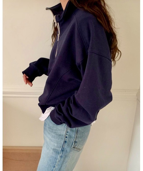 MINS MINIS（ミンスミニス）の「LA刺繍ハーフジップスウェット（スウェット・レディース・ライトグレー/ネイビー/グリーン・FREE）」の16枚目の写真