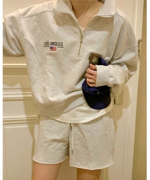 MINS MINIS（ミンスミニス）の「LA刺繍ハーフジップスウェット（スウェット・レディース・ライトグレー/ネイビー/グリーン・FREE）」の22枚目の写真