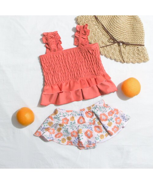 apres les cours(アプレレクール)の「トロピカル柄セパレート水着_UVカット(水着・キッズ・イエロー/オレンジ・110/120/90/100/80/130/140)」の15枚目の写真