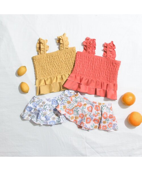 apres les cours(アプレレクール)の「トロピカル柄セパレート水着_UVカット(水着・キッズ・イエロー/オレンジ・110/120/90/100/80/130/140)」の14枚目の写真