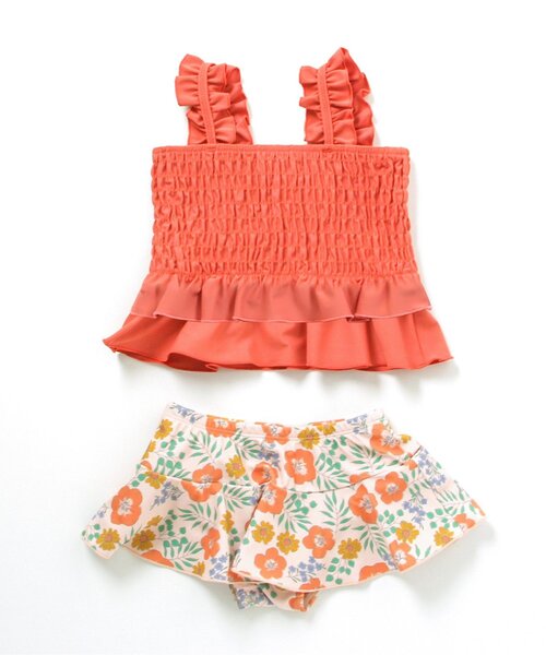 apres les cours(アプレレクール)の「トロピカル柄セパレート水着_UVカット(水着・キッズ・イエロー/オレンジ・110/120/90/100/80/130/140)」の13枚目の写真