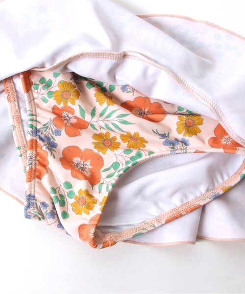 apres les cours(アプレレクール)の「トロピカル柄セパレート水着_UVカット(水着・キッズ・イエロー/オレンジ・110/120/90/100/80/130/140)」の4枚目の写真