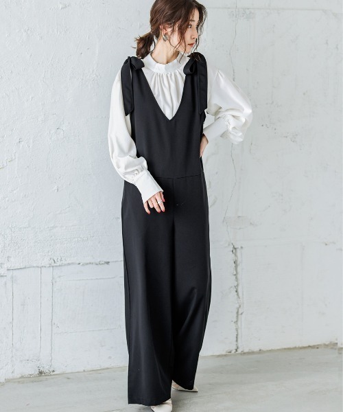 yori トリアセリボンサロペット ブラック yori トリアセリボン