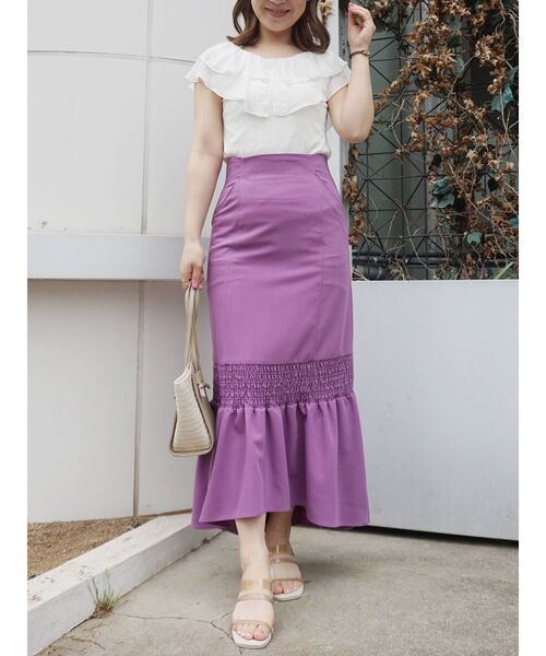 MERCURYDUO（マーキュリーデュオ）の「2WAYラッフルカラードッキングカットソー（Tシャツ/カットソー・レディース・ブラウン/その他1/オフホワイト・FREE）」の6枚目の写真