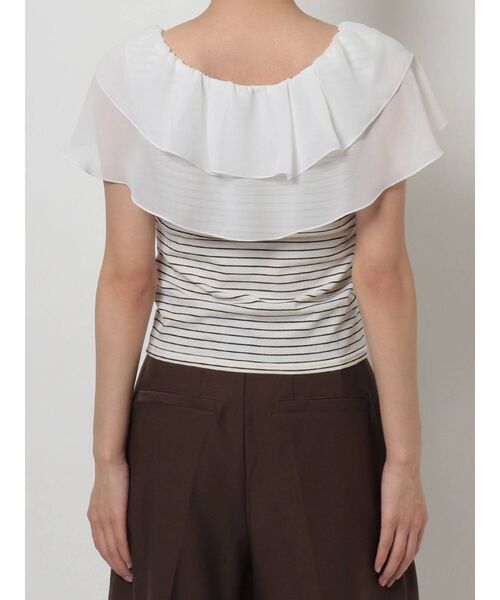 MERCURYDUO（マーキュリーデュオ）の「2WAYラッフルカラードッキングカットソー（Tシャツ/カットソー・レディース・ブラウン/その他1/オフホワイト・FREE）」の10枚目の写真