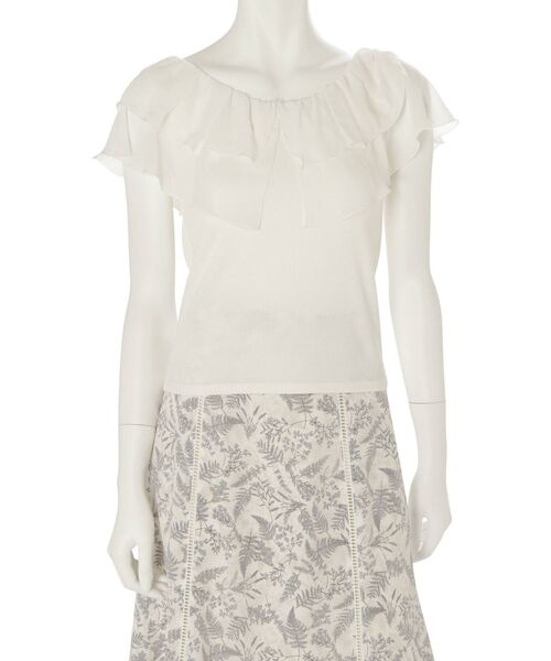 MERCURYDUO（マーキュリーデュオ）の「2WAYラッフルカラードッキングカットソー（Tシャツ/カットソー・レディース・ブラウン/その他1/オフホワイト・FREE）」の20枚目の写真