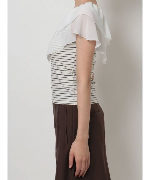 MERCURYDUO（マーキュリーデュオ）の「2WAYラッフルカラードッキングカットソー（Tシャツ/カットソー・レディース・ブラウン/その他1/オフホワイト・FREE）」の22枚目の写真