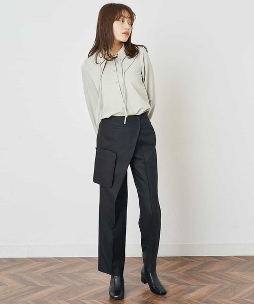 A de a.v.v（アードアー・ヴェ・ヴェ）の「二重襟リボンブラウス（シャツ/ブラウス・レディース・ホワイト/グリーン・38/36）」の5枚目の写真