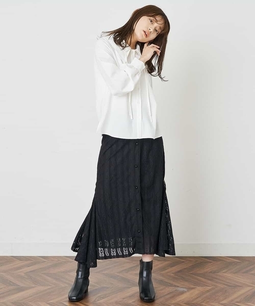 A de a.v.v（アードアー・ヴェ・ヴェ）の「二重襟リボンブラウス（シャツ/ブラウス・レディース・ホワイト/グリーン・38/36）」の8枚目の写真