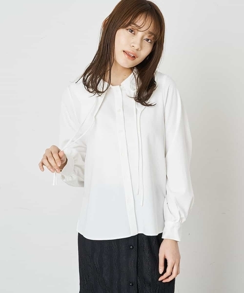 A de a.v.v（アードアー・ヴェ・ヴェ）の「二重襟リボンブラウス（シャツ/ブラウス・レディース・ホワイト/グリーン・38/36）」の10枚目の写真